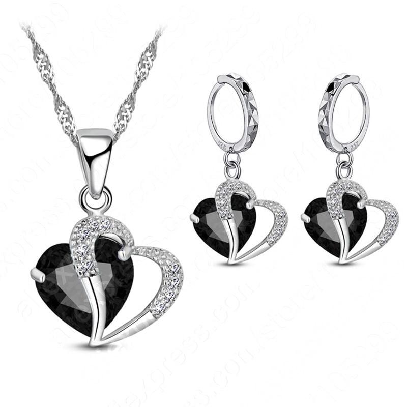 Lady's Heart 925 Sterling Silver Cubic Zirconia Jewelry Set - Kirijewels.com