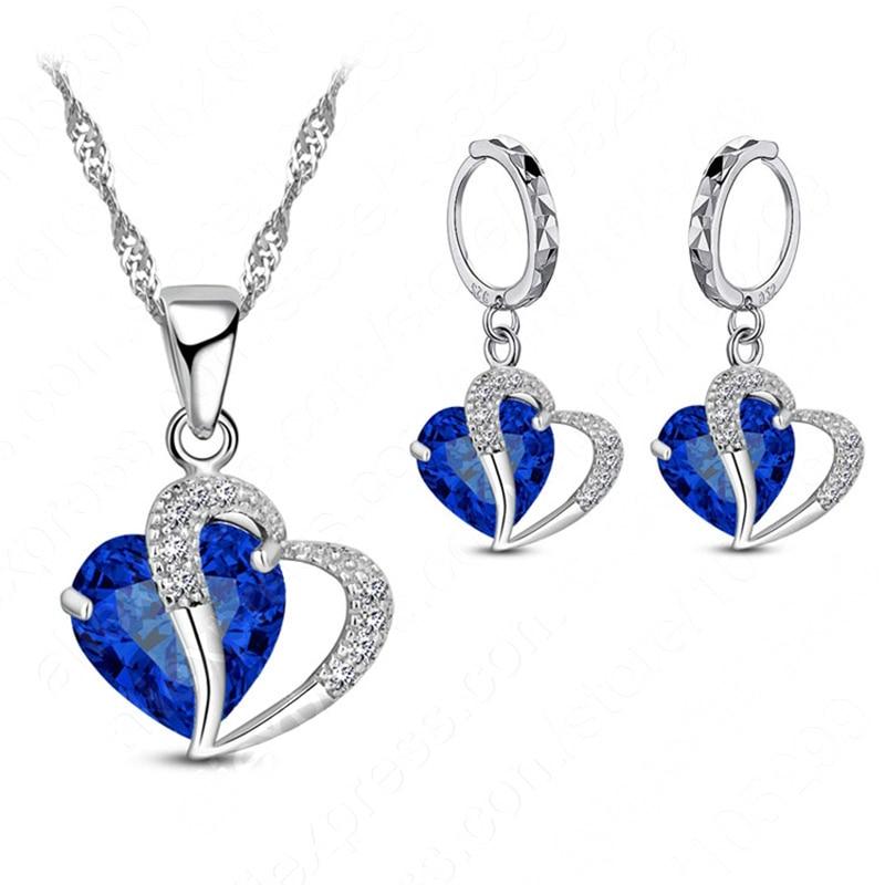 Lady's Heart 925 Sterling Silver Cubic Zirconia Jewelry Set - Kirijewels.com