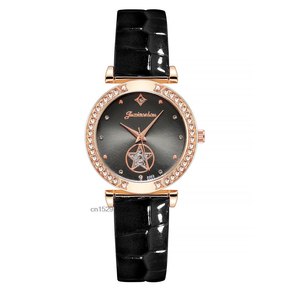 Relogio Diamond Star Leather Wrist Watch