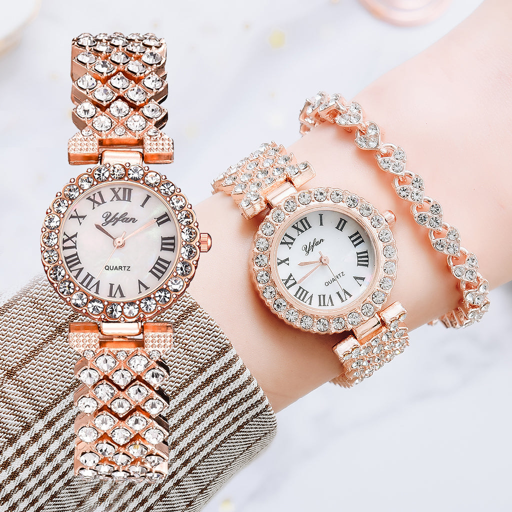 Relogio Feminino Quartz Diamond Wristwatch Set