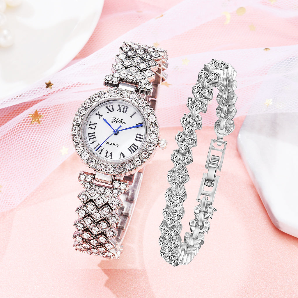 Relogio Feminino Quartz Diamond Wristwatch Set