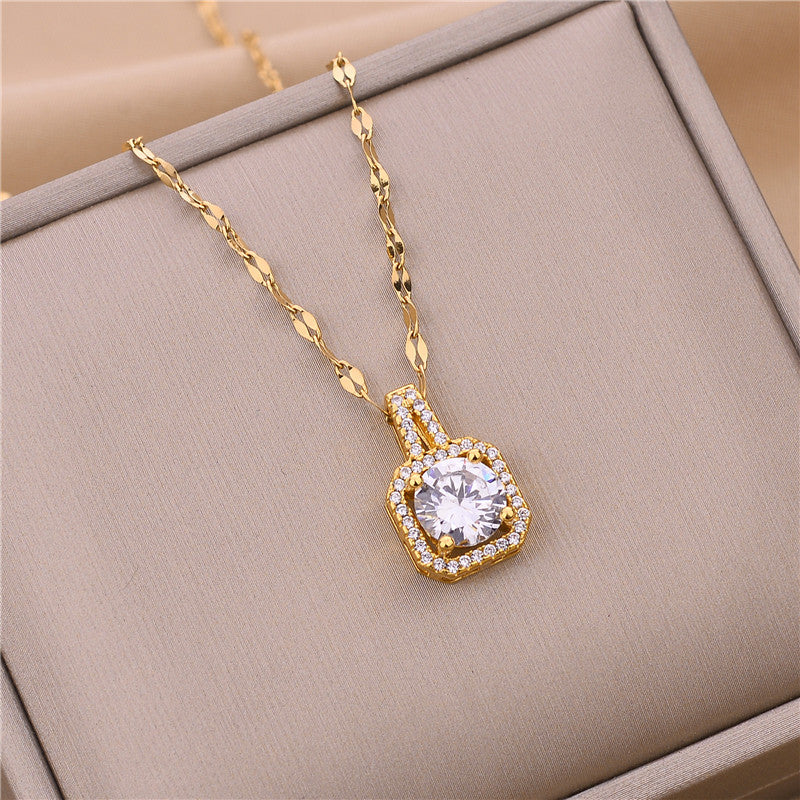 Crystal Clavicle Stainless Steel Wedding Chain Necklace