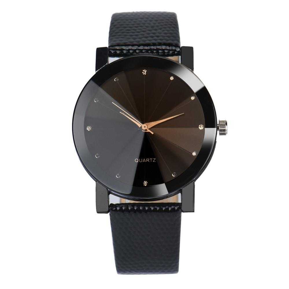 Quartz Stainless Steel Dial Leather Band Wrist Watch-Women's Watches-Kirijewels.com-all black-Kirijewels.com