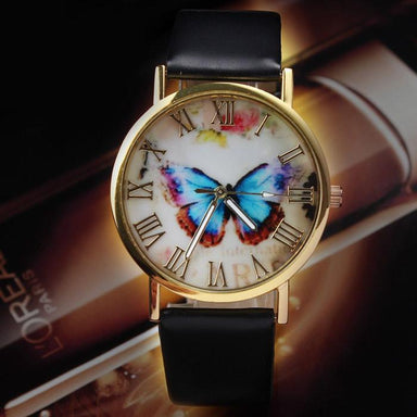 FREE Butterfly Clasp Leather Watch Band-Watch-Kirijewels.com-Black-Kirijewels.com