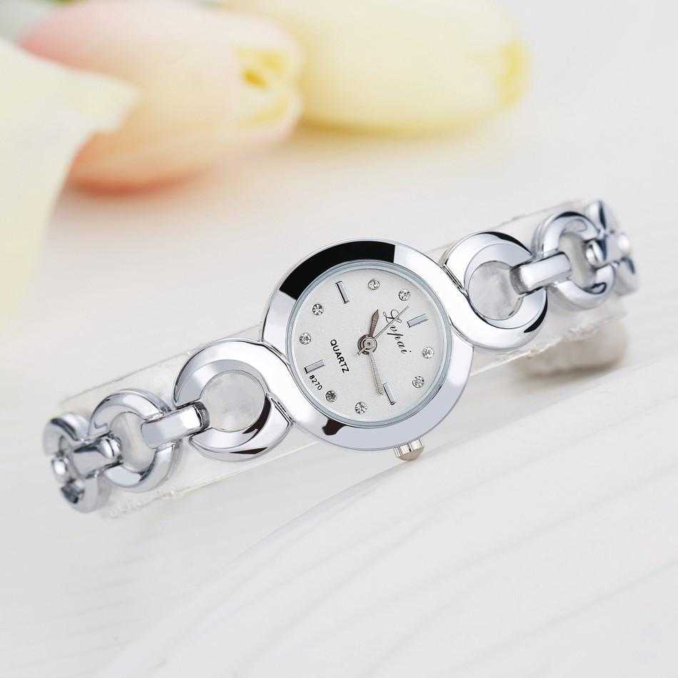 Lvpai Stainless Steel Crystal Round Wristwatch-Women's Watches-Kirijewels.com-Silver White 4-Kirijewels.com