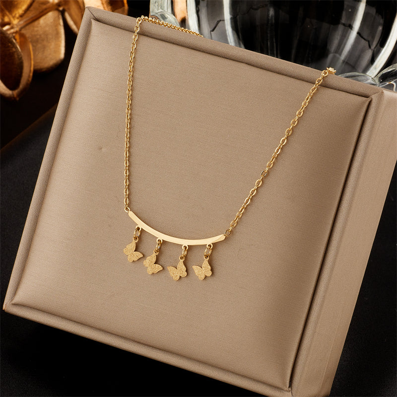 Skipper Stainless Steel Multilayer Butterfly Chain Necklace