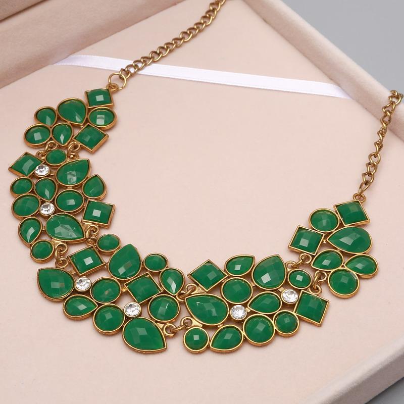 Green Stone Gold Necklace Designs | Woman Necklace Green Stone - Stone  Stainless - Aliexpress