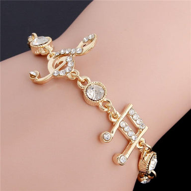 MISANA Luxury Musical Notes Crystal Bracelet-Chain & Link Bracelets-Kirijewels.com-gold-Kirijewels.com