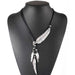 Rope Chain Feather Necklace/2-Pendant Necklaces-Kirijewels.com-Black & Silver-Kirijewels.com