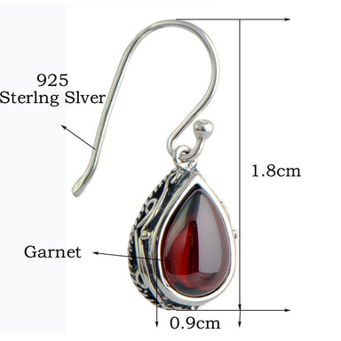 Eva Natural Agate 925 Sterling Silver Garnet Drop Earrings - Kirijewels.com