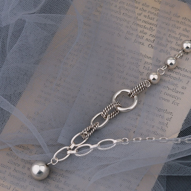 Mary 925 Sterling Silver Round Bead Necklace