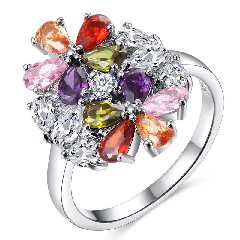 Amelia Sparkling Rhinestone Flower Wedding Ring