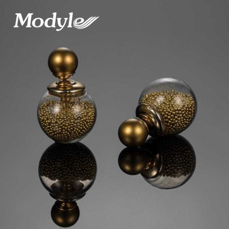 Double Ball Simulated Pearl Earrings-Stud Earrings-Kirijewels.com-Gold-Kirijewels.com