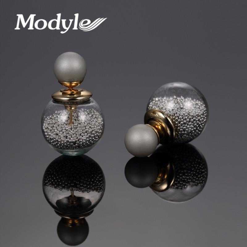 Double Ball Simulated Pearl Earrings-Stud Earrings-Kirijewels.com-Silver-Kirijewels.com