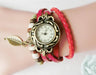 Genuine Leather Leaf Wrist Watch-Women's Watches-Kirijewels.com-Red-Kirijewels.com