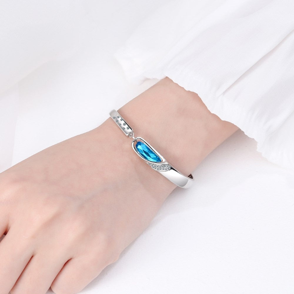 Blue Crystal 925 Sterling Silver Bracelet