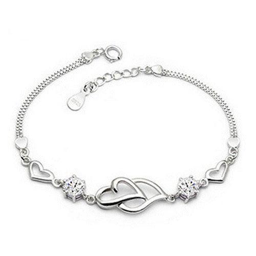 Eva 925 Sterling Silver Heart To Heart Bracelet