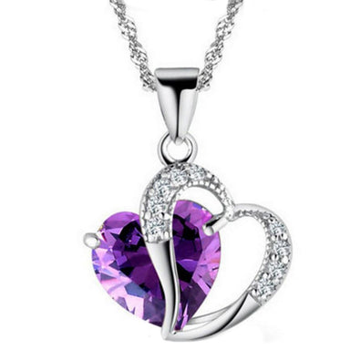 Lady's Heart Rhinestone Zircon Crystal Chain Necklace - Kirijewels.com