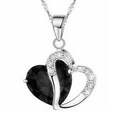 Lady's Heart Rhinestone Zircon Crystal Chain Necklace - Kirijewels.com