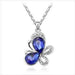 Free Rhinestone Butterfly Necklace-Pendant Necklaces-Kirijewels.com-silver dark blue-Kirijewels.com