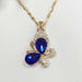 Free Rhinestone Butterfly Necklace-Pendant Necklaces-Kirijewels.com-gold dark blue-Kirijewels.com