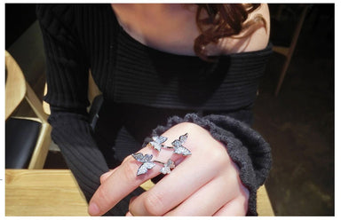 Bling Stone Resizable Butterfly Ring - Kirijewels.com