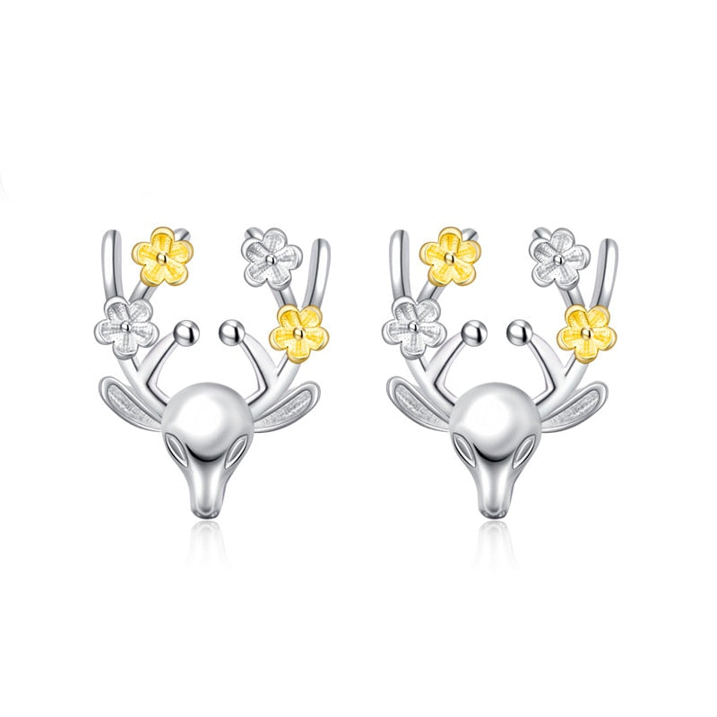 Crystal Elk Deer Stud Earrings