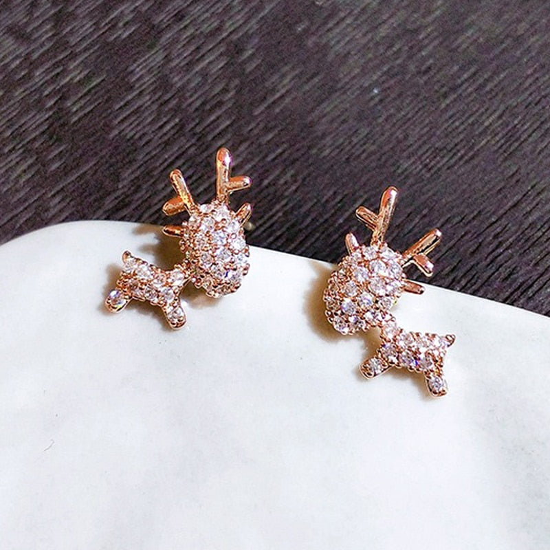 Crystal Elk Deer Stud Earrings