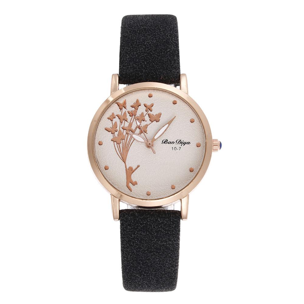 Vintage Leather Band Butterfly Wrist Watch