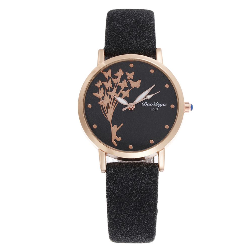 Vintage Leather Band Butterfly Wrist Watch