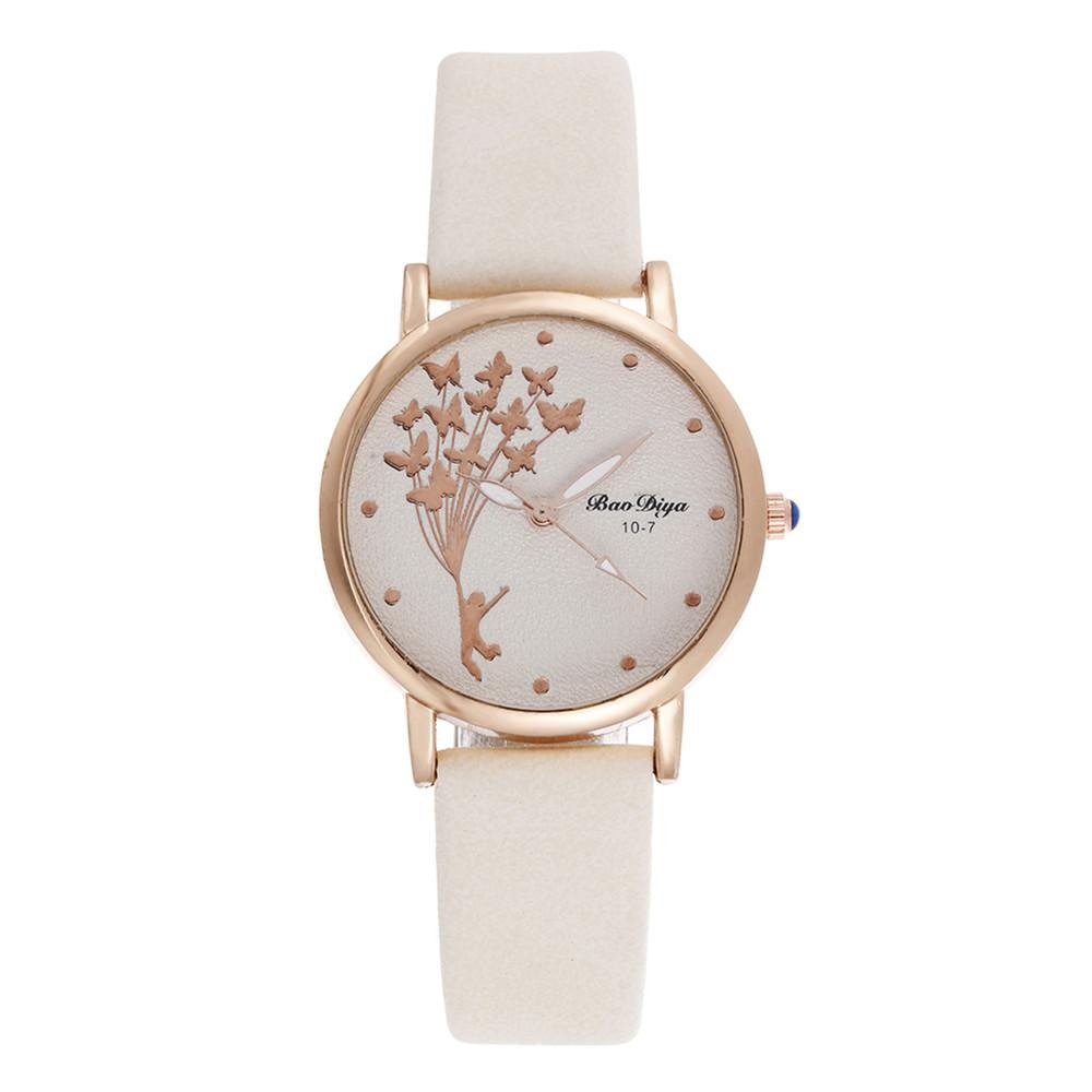 Vintage Leather Band Butterfly Wrist Watch