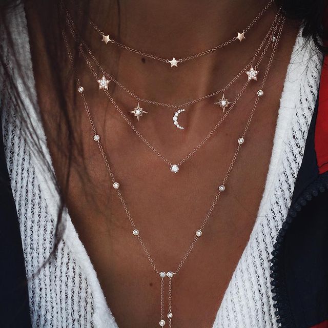 Bohemian Multilevel Crystal Star Necklace