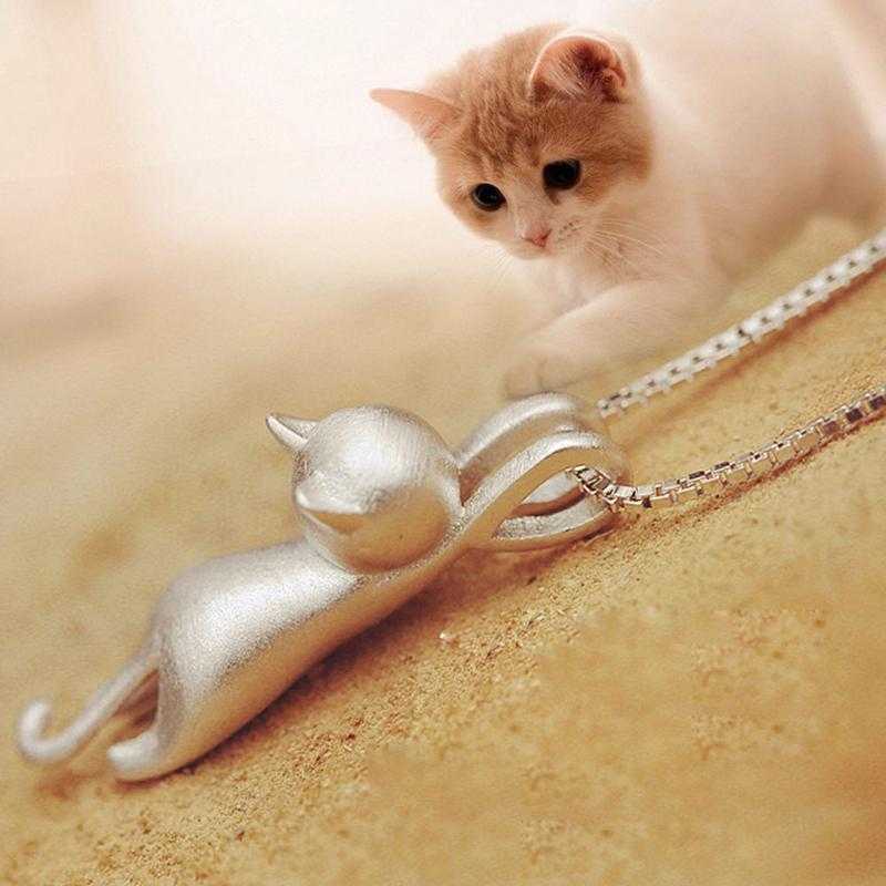 Silver Plated Cat Pendant Necklace-Necklace-Kirijewels.com-Silver Dull Polish-Kirijewels.com