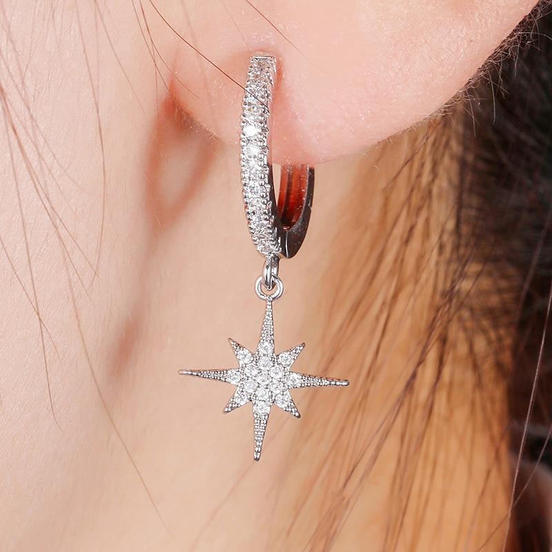 Cubic Zirconia Star And Moon Earrings - Kirijewels.com