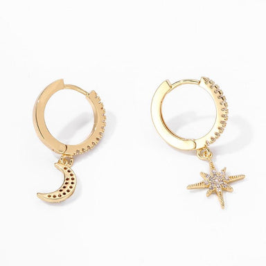 Cubic Zirconia Star And Moon Earrings - Kirijewels.com