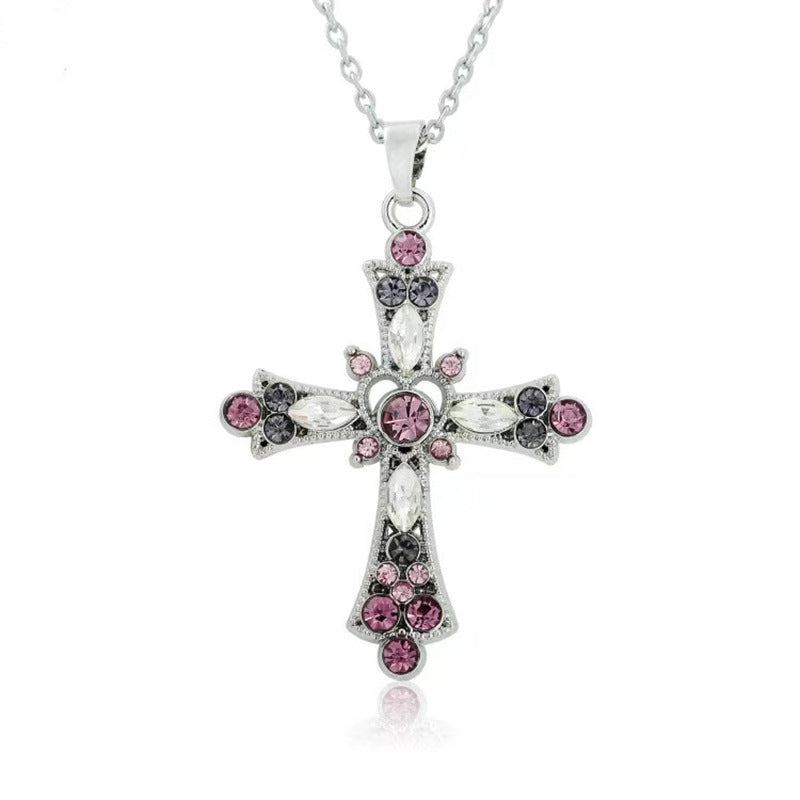 Gothic Bohemian Heart Cross Chain Necklace