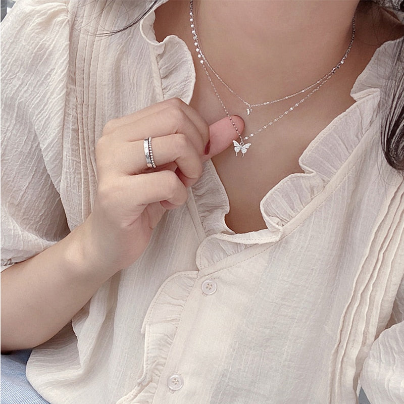Exquisite Double Layer Butterfly Chain Necklace