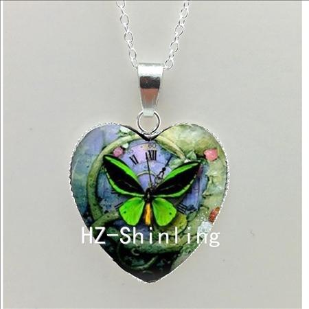 Murano Glass Heart Dragonfly Necklace-Pendant Necklaces-Kirijewels.com-dark green-Kirijewels.com