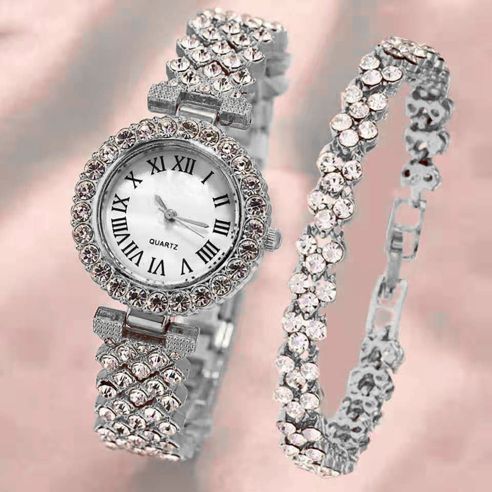 Victoria Belt Rhinestone Stainless Steel Wrist Watch