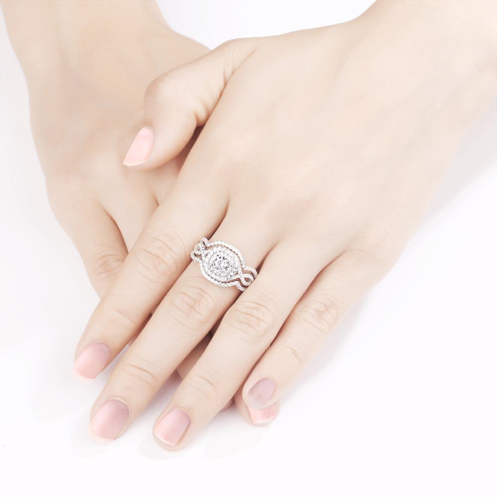 925 Sterling Silver Engagement Ring Set for Women Princess Cut Cubic  Zirconia Wedding Ring Bridal Set Size 5-10 - Walmart.com