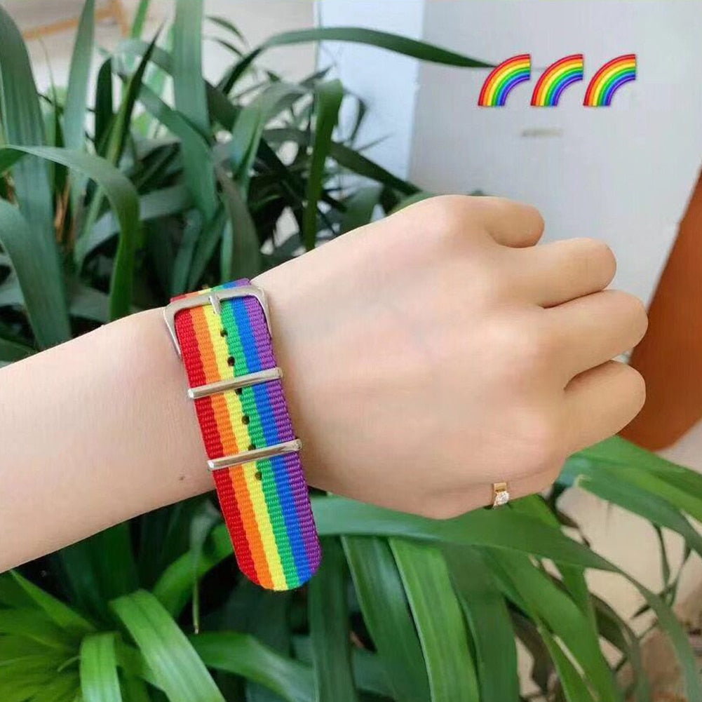 Pride Woven Nylon Rainbow Bracelet