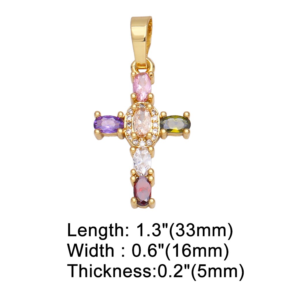 Rainbow Colorful Cross Pendant