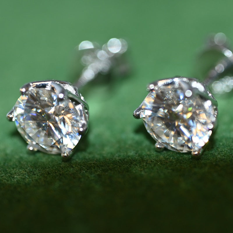 Moissanite Sparkling 925 Sterling Silver Wedding Stud Earrings