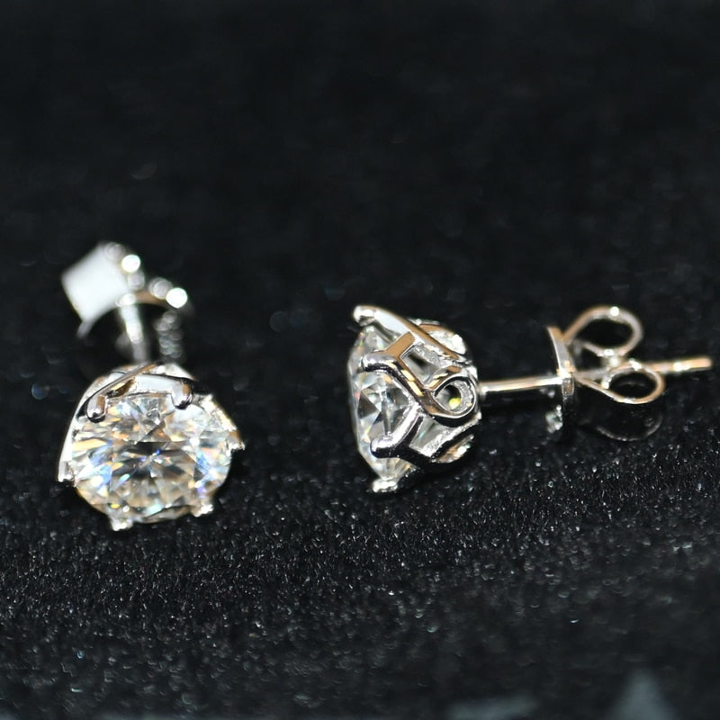 Moissanite Sparkling 925 Sterling Silver Wedding Stud Earrings
