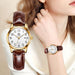 OLEVS Womens Watches Top Brand Fashion casual Luxury Dress Genuine Brown Leather Waterproof Wristwatch for Lady 5566 - Kirijewels.com
