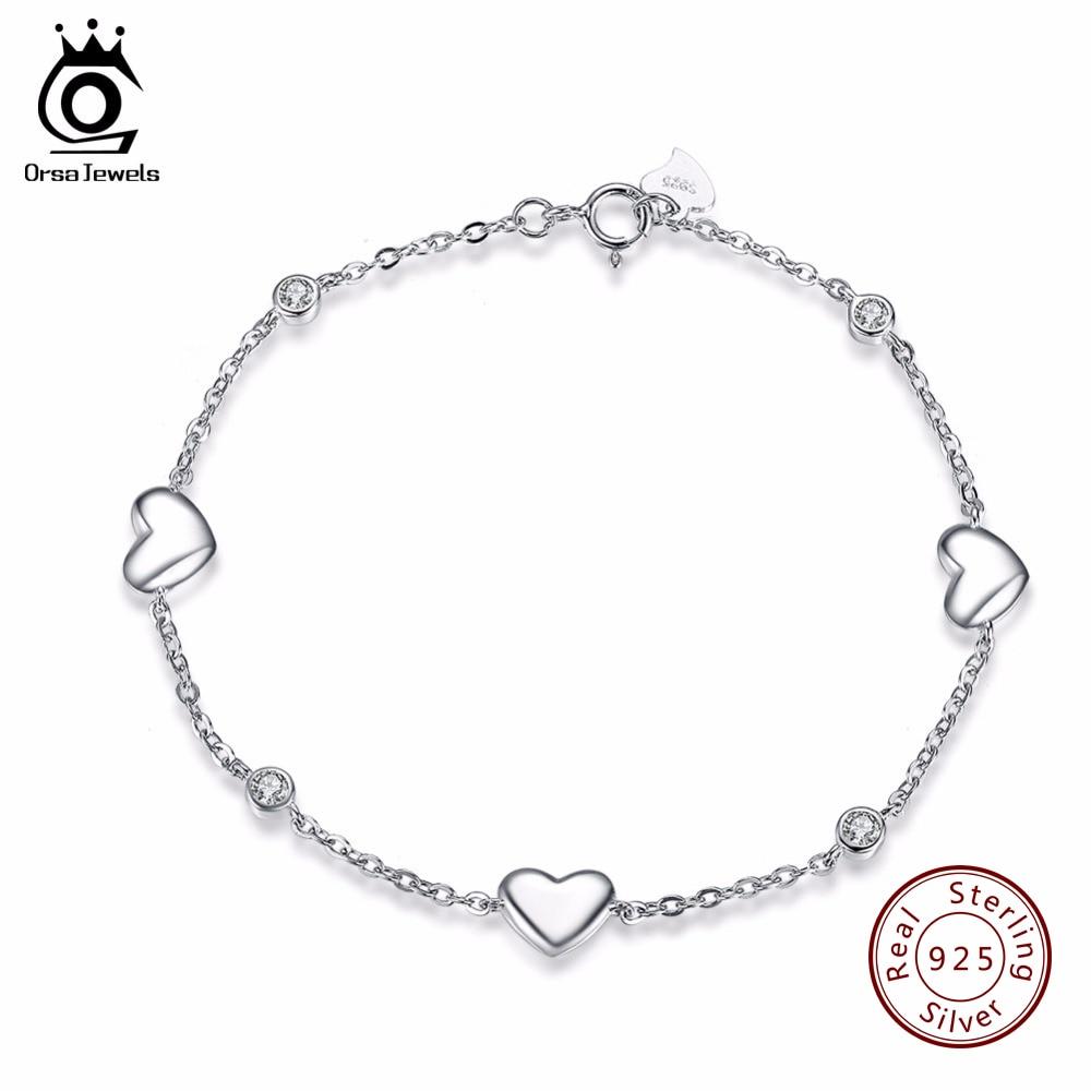 Ella Genuine 925 Silver Heart Charm Bracelet - Kirijewels.com