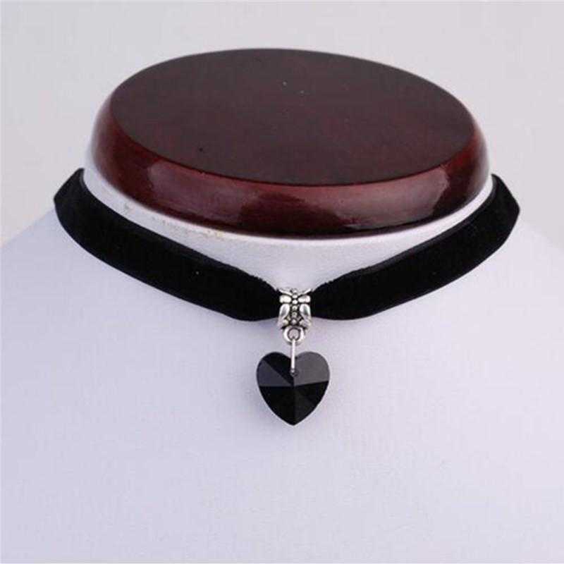 Crystal Heart Rope Necklace-Necklace-Kirijewels.com-black-Kirijewels.com