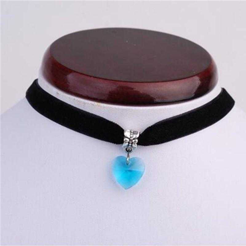 Crystal Heart Rope Necklace-Necklace-Kirijewels.com-blue-Kirijewels.com