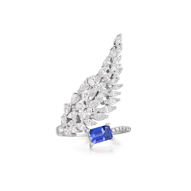 Blue Topaz Gemstone Angle Wing Wedding Jewelry Set