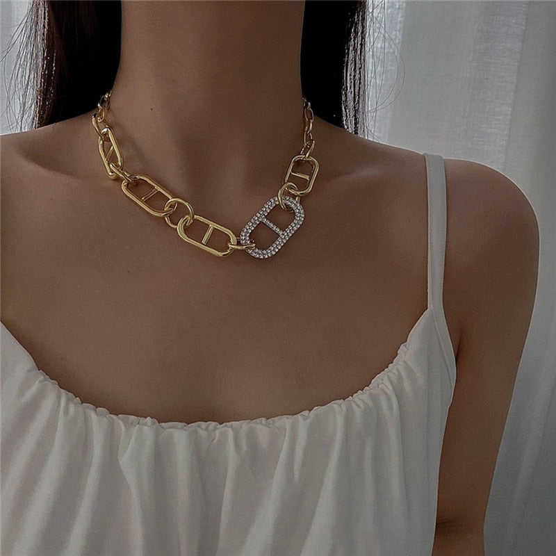 Minimalist Box Chain Toggle Clasp Gold Necklace